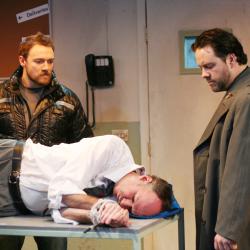 Brian McCann, Jered McLenigan, and Jared Michael Delaney in <em>Gagarin Way</em> Photo: Katie Reing