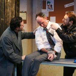 Jared Michael Delaney, Brian McCann, and Jered McLenigan in <em>Gagarin Way</em> Photo: Katie Reing