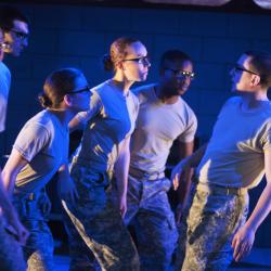 Johnny Smith, Campbell O'Hare, David Glover, David Pica, Isa St. Clair, and Trevor Fayle in The Radicalisation of Bradley Manning. Photo: Katie Reing
