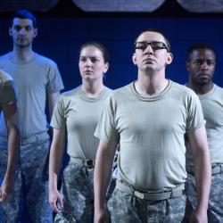 Johnny Smith, Campbell O'Hare, David Glover, David Pica, Isa St. Clair, and Trevor Fayle in The Radicalisation of Bradley Manning. Photo: Katie Reing