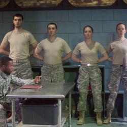 Johnny Smith, Campbell O'Hare, David Glover, David Pica, Isa St. Clair, and Trevor Fayle in The Radicalisation of Bradley Manning. Photo: Katie Reing