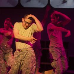 Johnny Smith, Campbell O'Hare, David Glover, David Pica, Isa St. Clair, and Trevor Fayle in The Radicalisation of Bradley Manning. Photo: Katie Reing