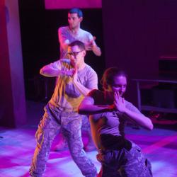 Johnny Smith, Campbell O'Hare, and Trevor Fayle in The Radicalisation of Bradley Manning. Photo: Katie Reing