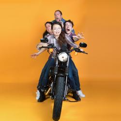 Claris Park, Jamison Foreman, Eleni Delopoulos, and Doug Durlacher in The Monster in the Hall. Photo: Plate 3 Photography