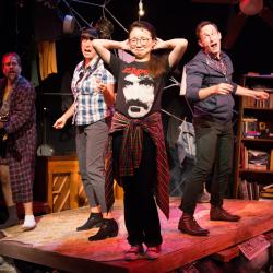 Claris Park, Jamison Foreman, Eleni Delopoulos, and Doug Durlacher in The Monster in the Hall. Photo: Benjamin MacMaster