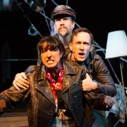 Jamison Foreman, Eleni Delopoulos, and Doug Durlacher in The Monster in the Hall. Photo: Benjamin MacMaster