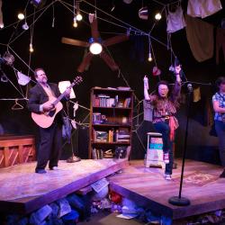 Claris Park, Jamison Foreman, Eleni Delopoulos, and Doug Durlacher in The Monster in the Hall. Photo: Benjamin MacMaster