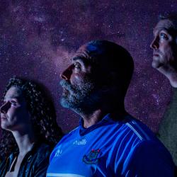 Minou Pourshariati, Andrew Criss, and Mike Dees in a promotional image for The Night Alive. Photo: Ashley Smith of Wide Eyed Studios. Digital Art: Christina Mastrull.