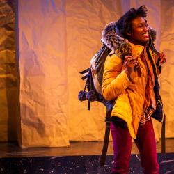 Satchel Williams on smiling in a production image for A Hundred Words for Snow. Photo: Ashley Smith of Wide Eyed Studios.