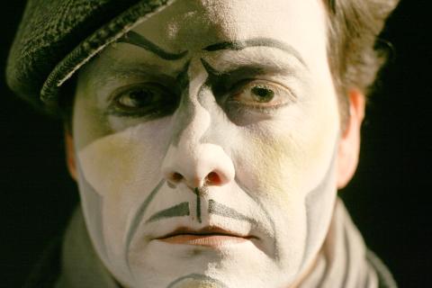 Jared Michael Delaney in makeup for Dublin By Lamplight