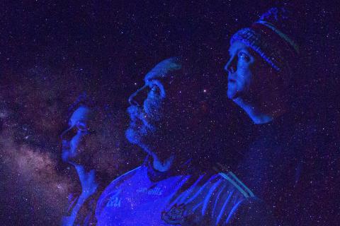 Minou Pourshariati, Andrew Criss, and Mike Dees in a promotional image for The Night Alive. Photo: Ashley Smith of Wide Eyed Studios. Digital Art: Christina Mastrull.